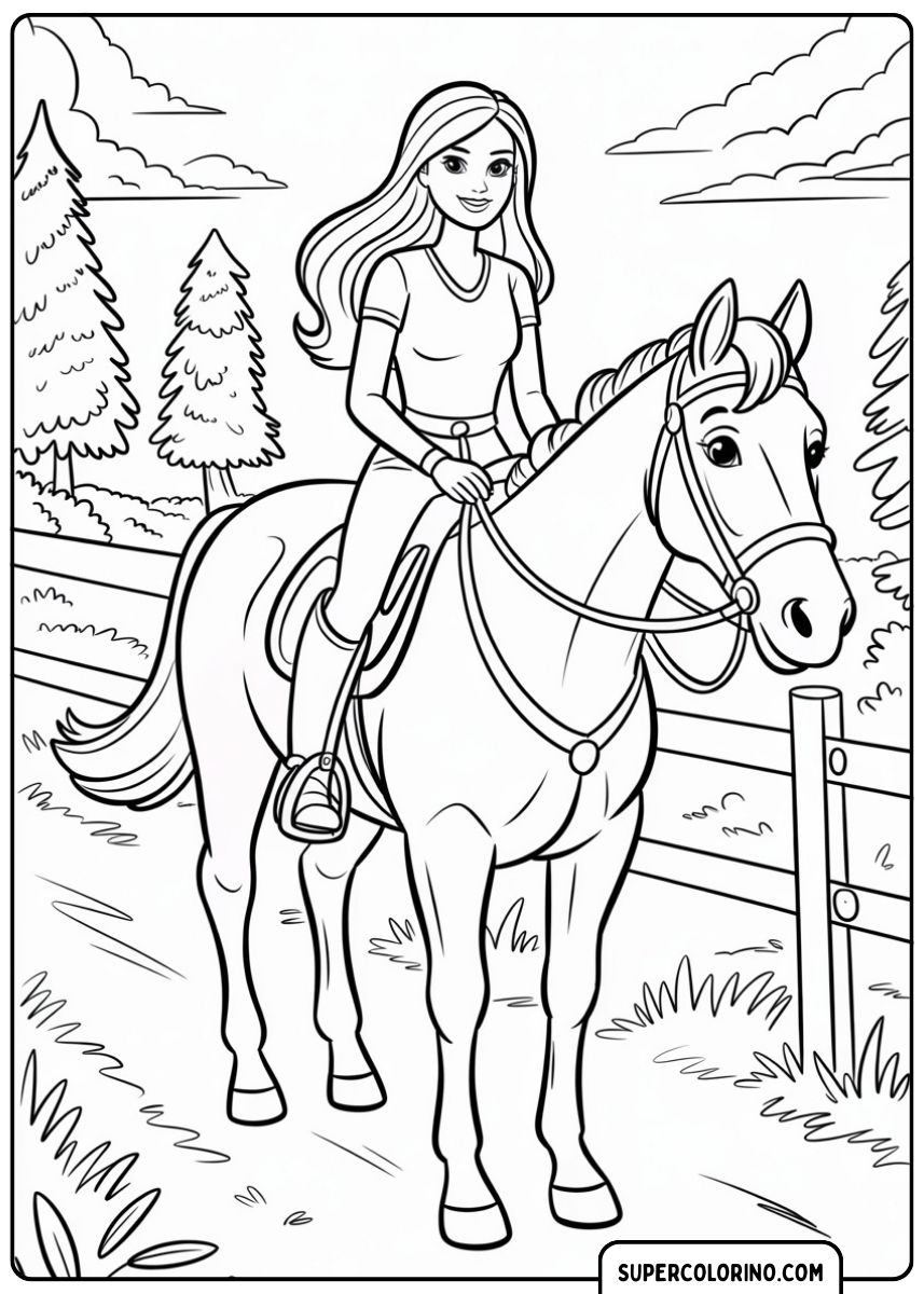 Barbie rijdt op een paard