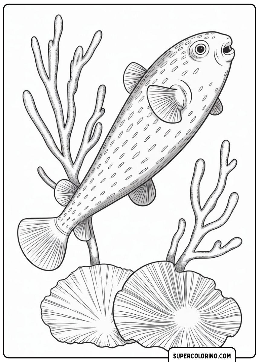 Un poisson nageant dans un étang aux algues.