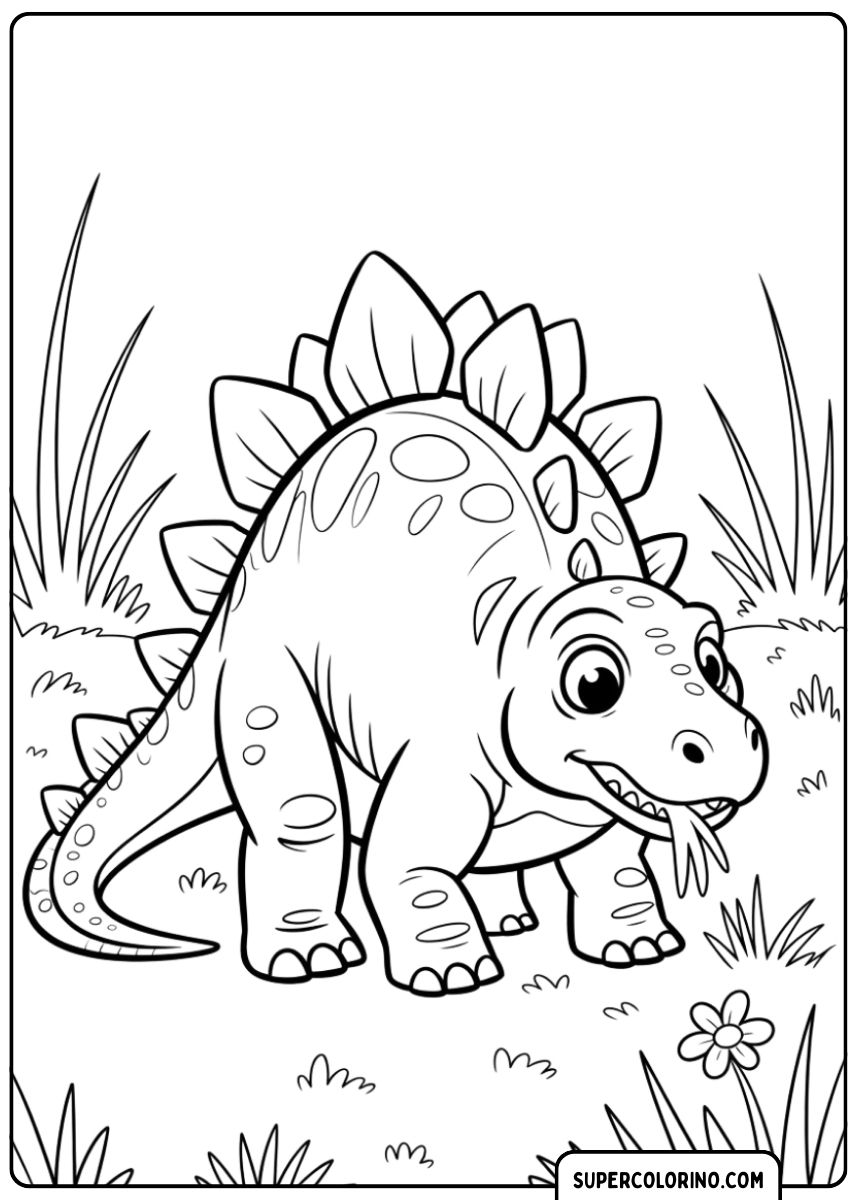 Kleurplaat van een grappige dinosaurus