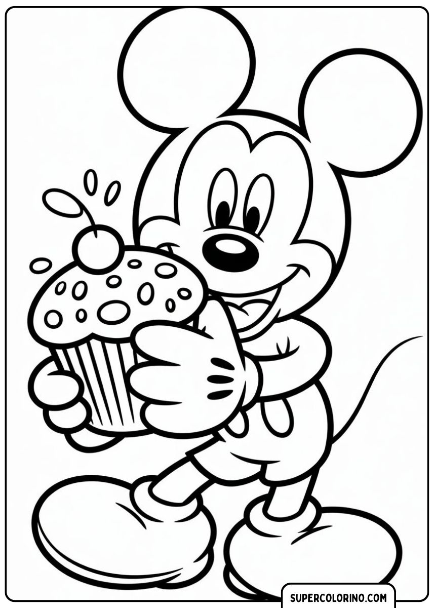 Mickey Mouse mit einer Geburtstagstorte