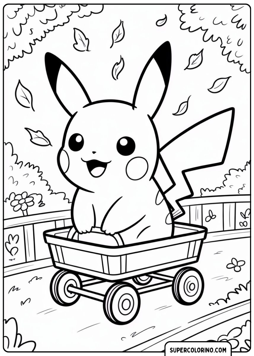 Pikachu op een sneeuwslee.