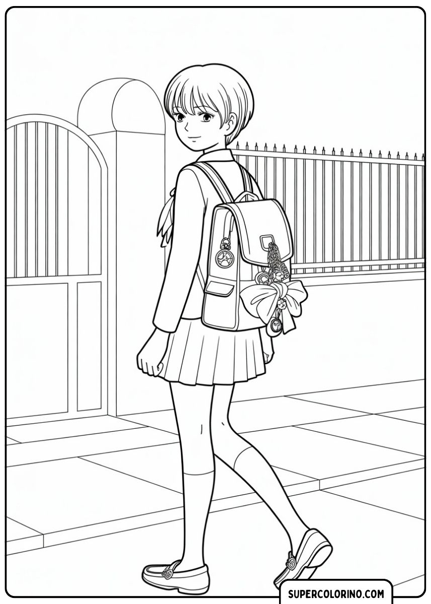 Ein Kind mit einem Rucksack und einem süßen Lächeln im Gesicht.