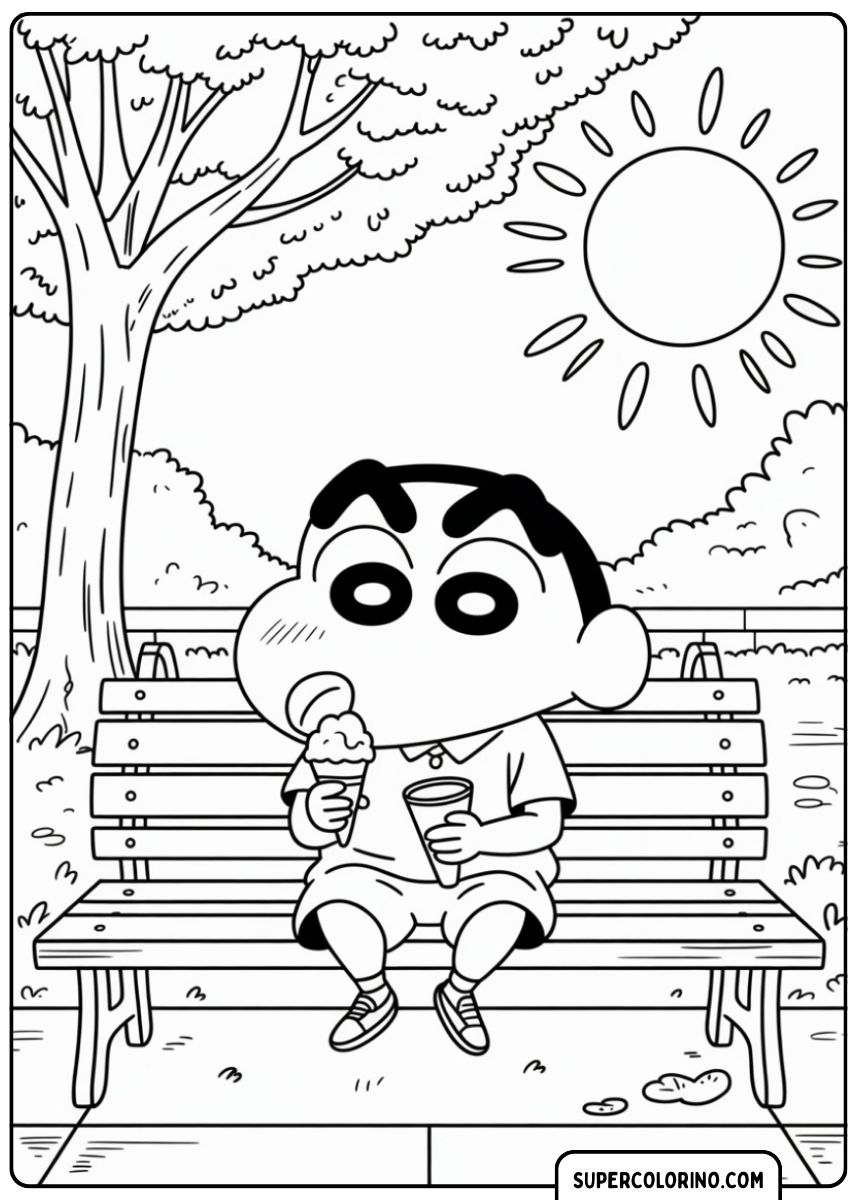 Shin mangeant de la glace et ayant l'air heureux
