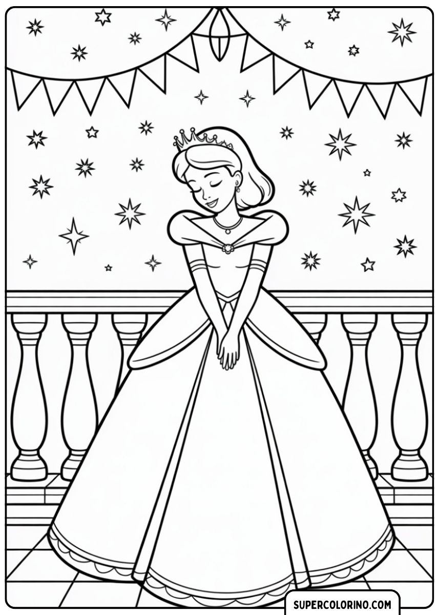 Eine Prinzessin beobachtet den fallenden Schnee.
