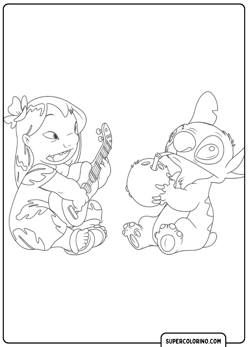 Lilo chante une chanson pour Stitch.