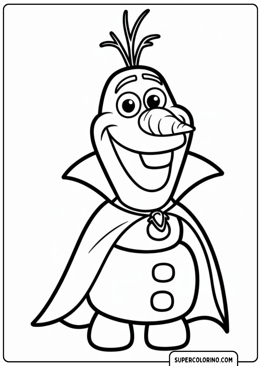 Olaf (Frozen) verkleidet als Vampir mit Umhang und lustiger Karottennase.