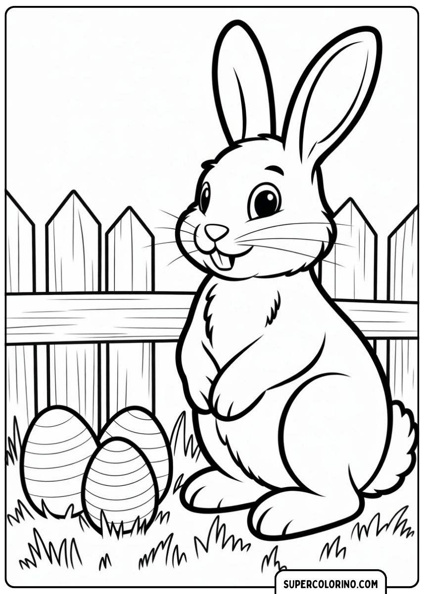 Osterhase mit einem Korb voller Eier.