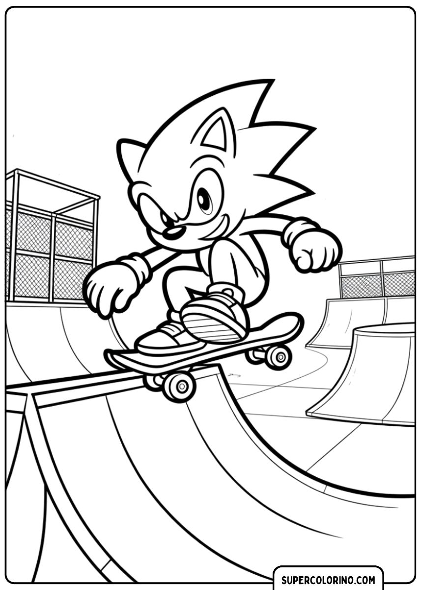 Sonic fait du skateboard