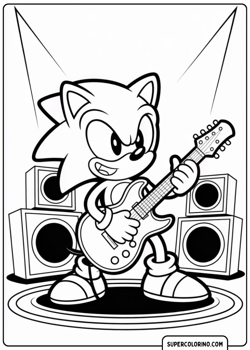 Sonic joue de la guitare