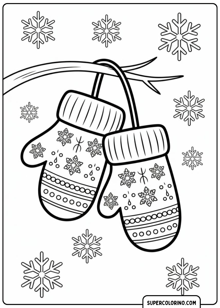 Coloriage des gants d'hiver.