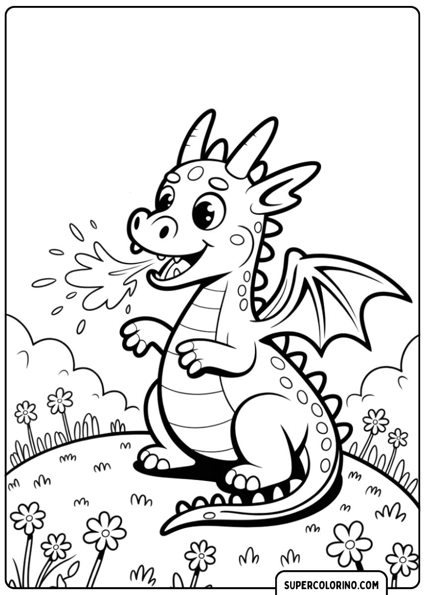 Ein Drache, der Feuer aus seinem Mund spuckt.