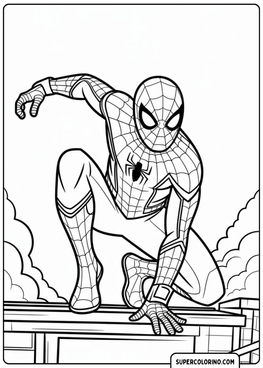 Spider-Man se lance dans une aventure au cours d'une journée avec des détails détaillés.