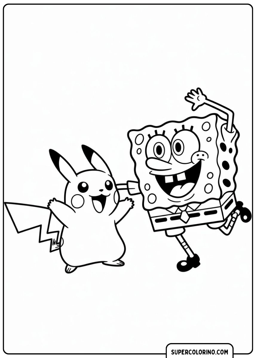 Pikachu met SpongeBob.