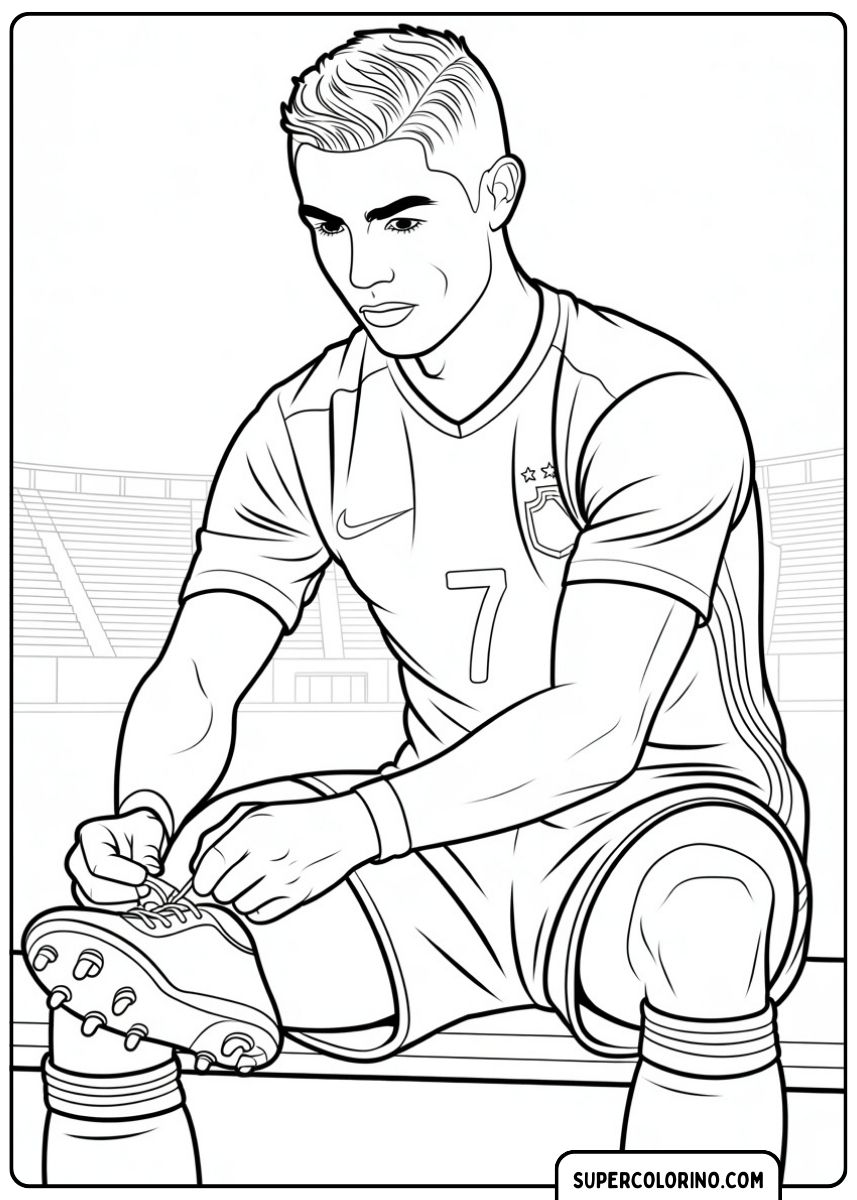 Ronaldo attache ses chaussures avant le match
