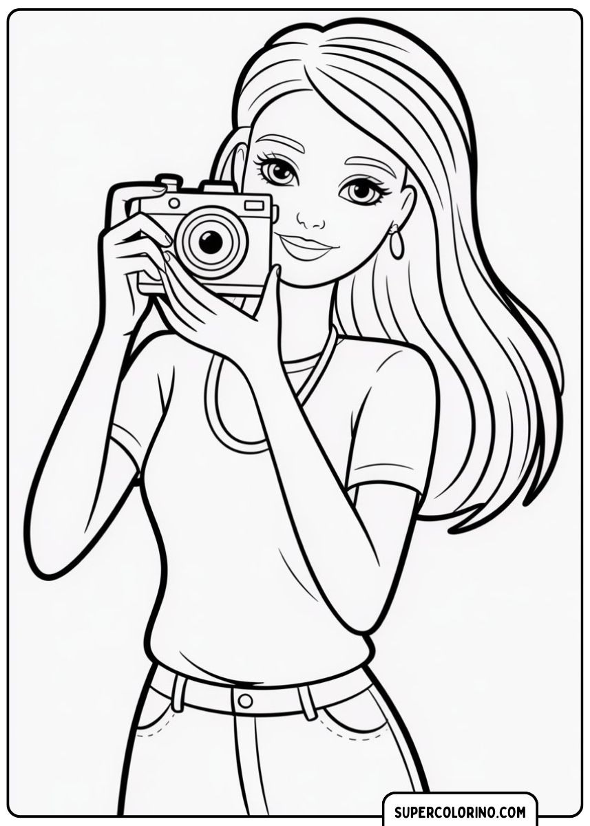 Barbie maakt een foto met de camera