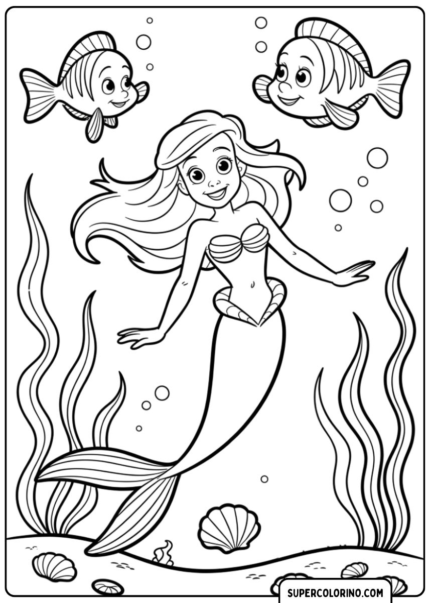 Ariel lächelt unter Wasser.