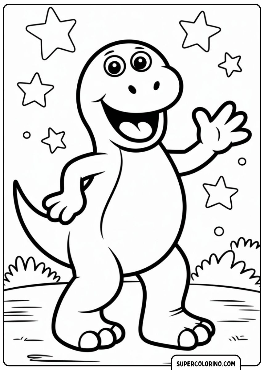 Kleurplaat van een schattige dinosaurus.