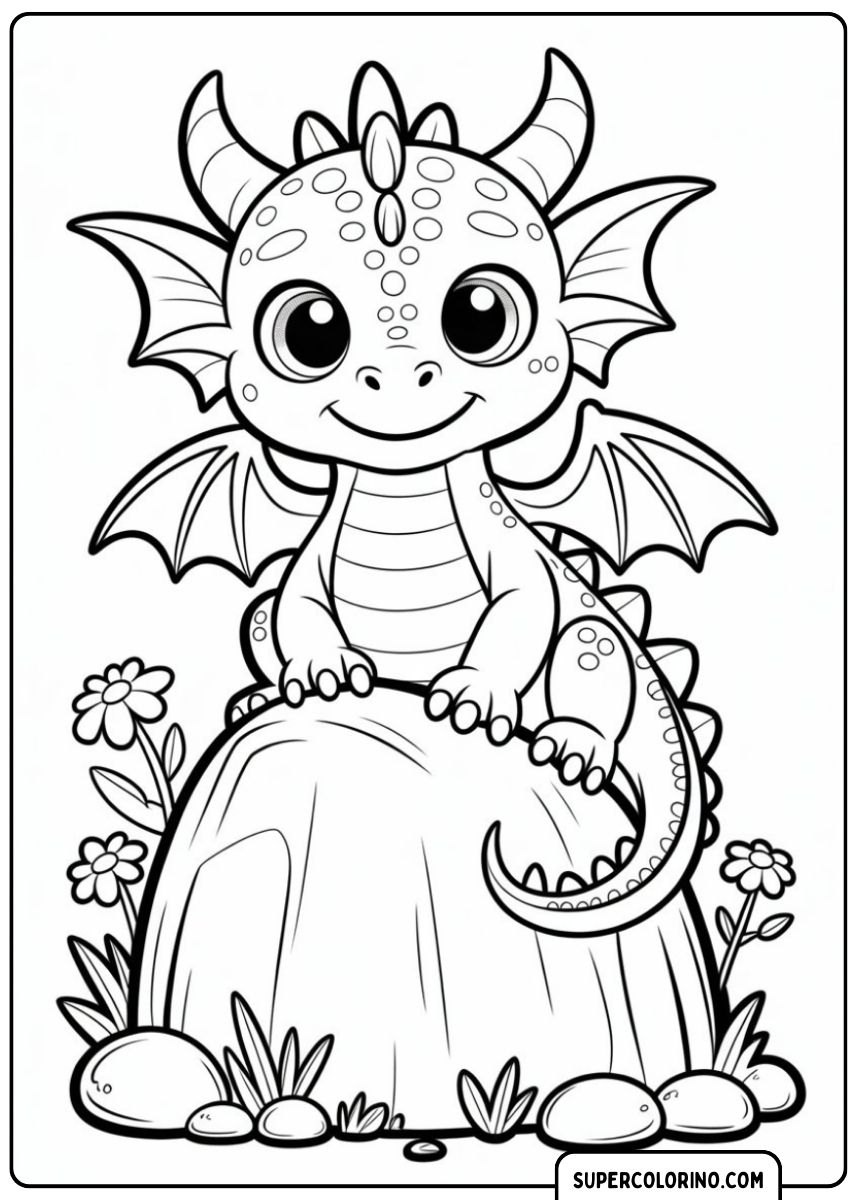 Ein süßer Babydrache mit einem süßen Lächeln.