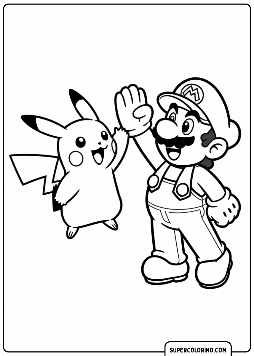 Pikachu naast Super Mario.