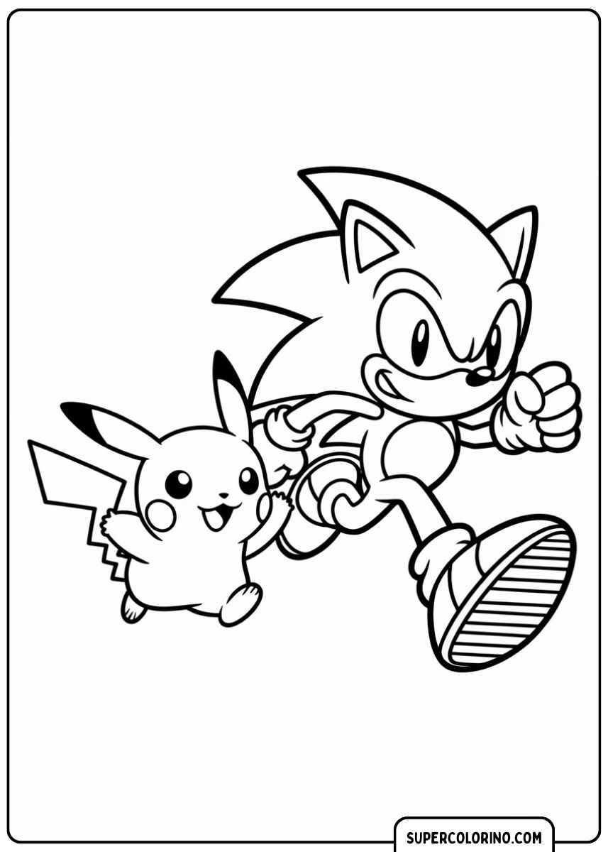 Pikachu met Sonic the Hedgehog.