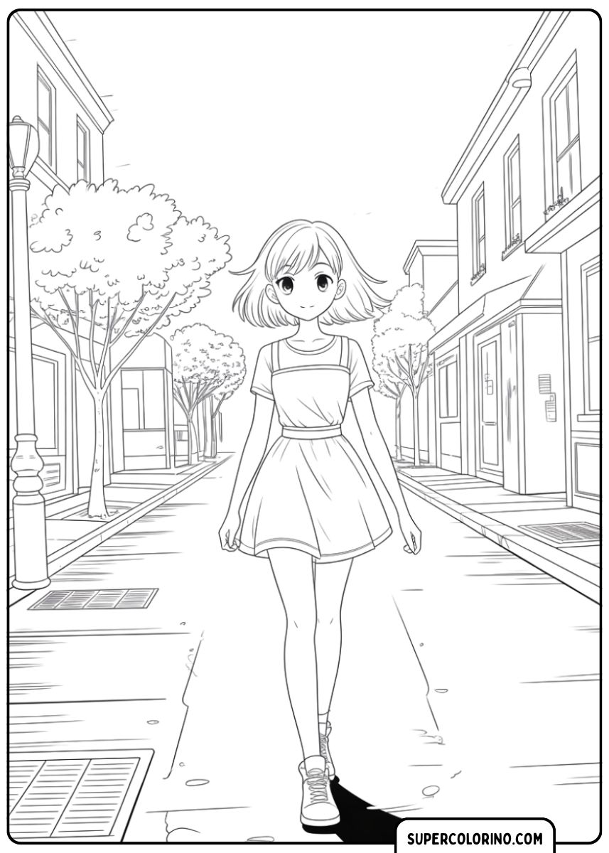Fille qui marche dans la ville.
