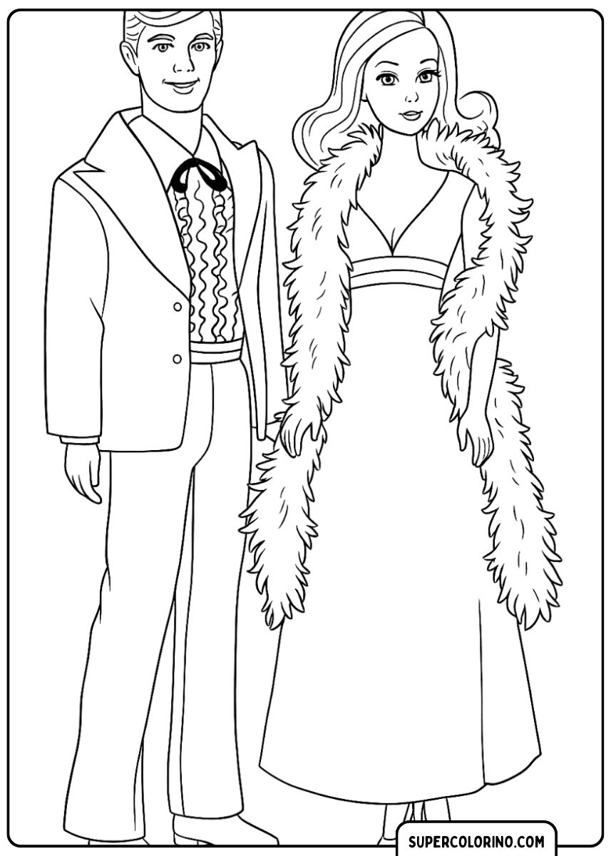 Barbie en Ken in avondlooks uit de jaren 70