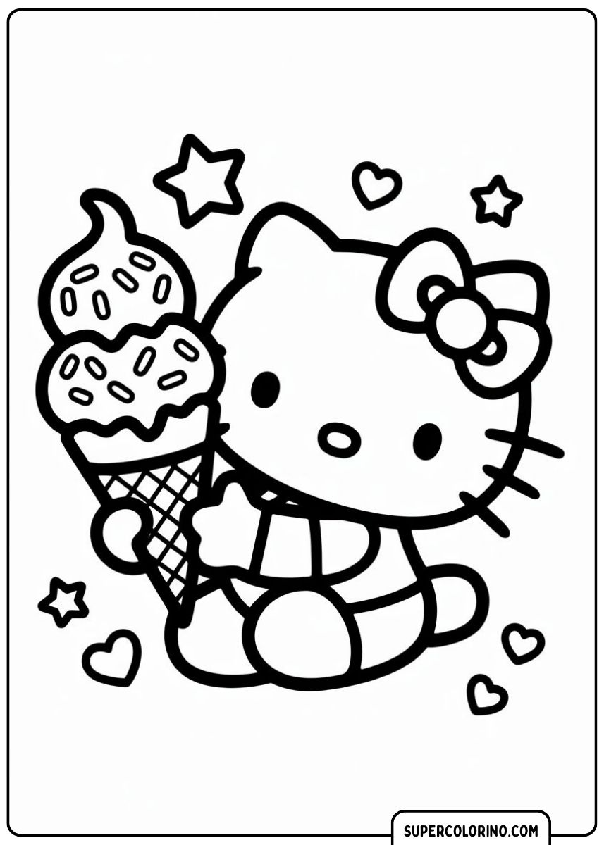 Hallo Kitty isst süßes Eis