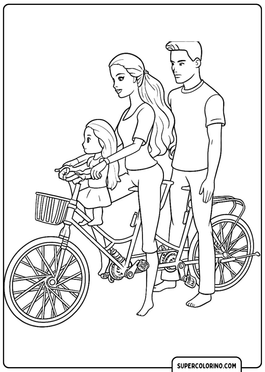 Barbie's familie op de fiets
