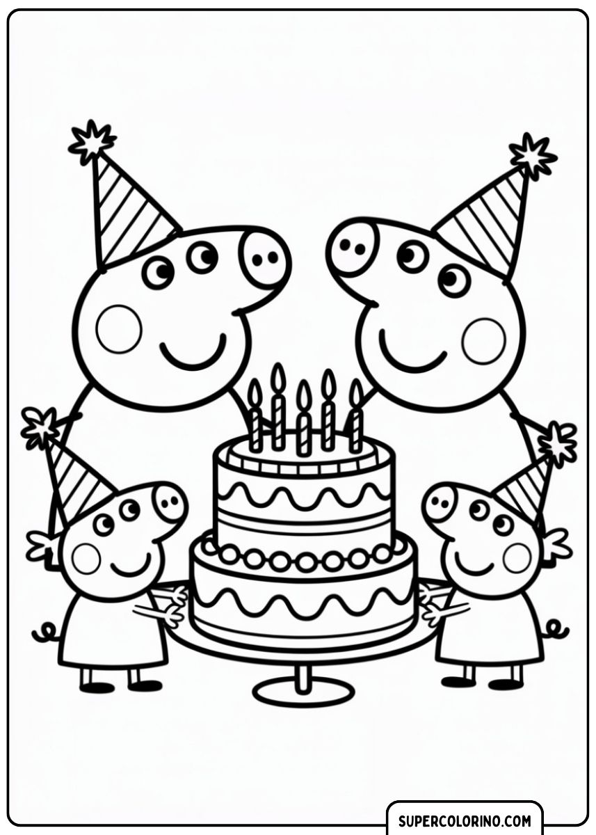 Peppa Pig-Familie auf Geburtstagsparty.