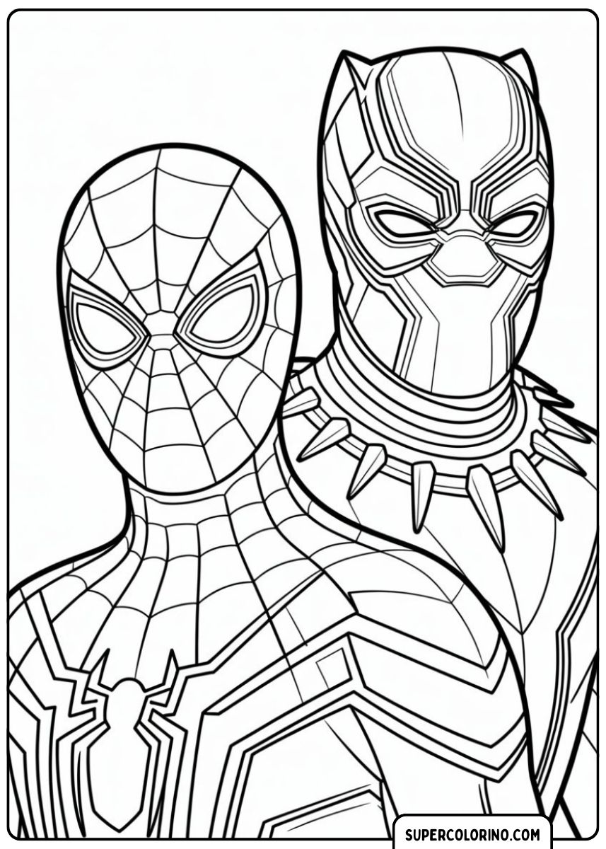 Coloriage Spiderman et Black Panther.