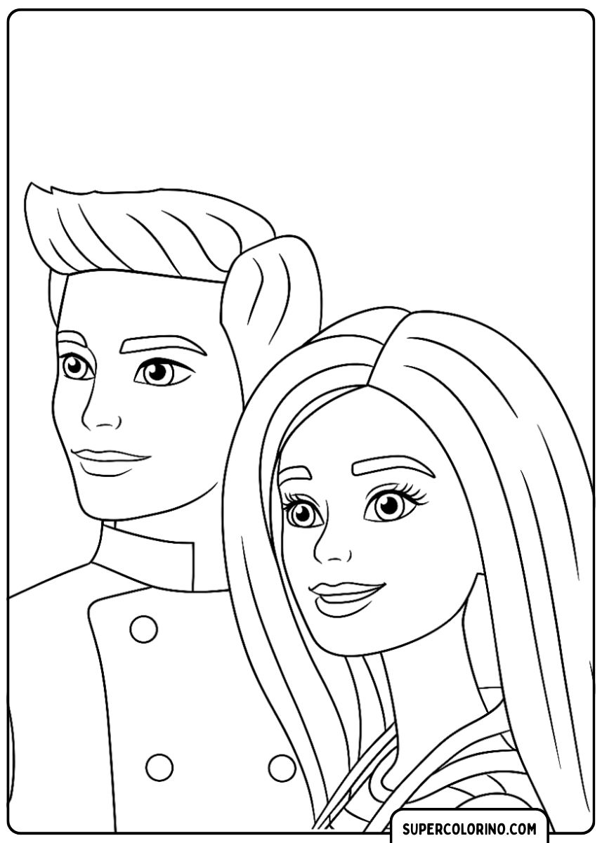 Romantische close-up van Barbie en Ken