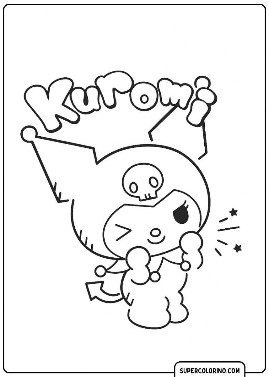 Süße Kuromi-Malseite im Kawaii-Stil