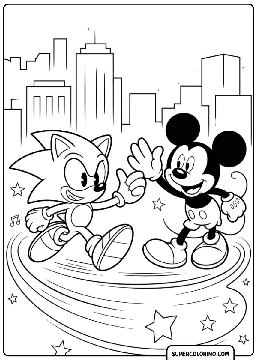 Sonic avec Mickey Mouse