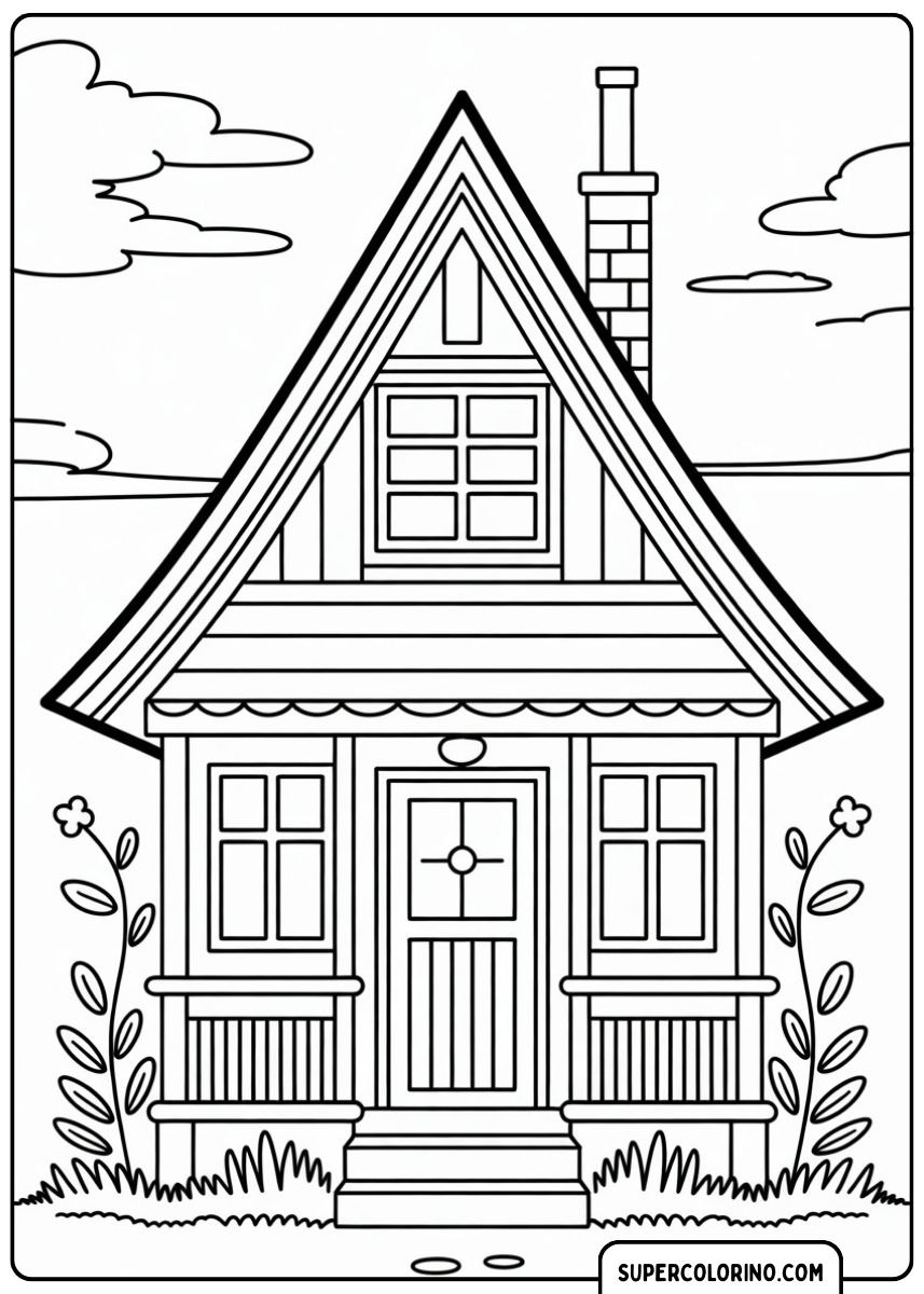 Ein einfaches Haus mit Holzwänden und einem Strohdach.