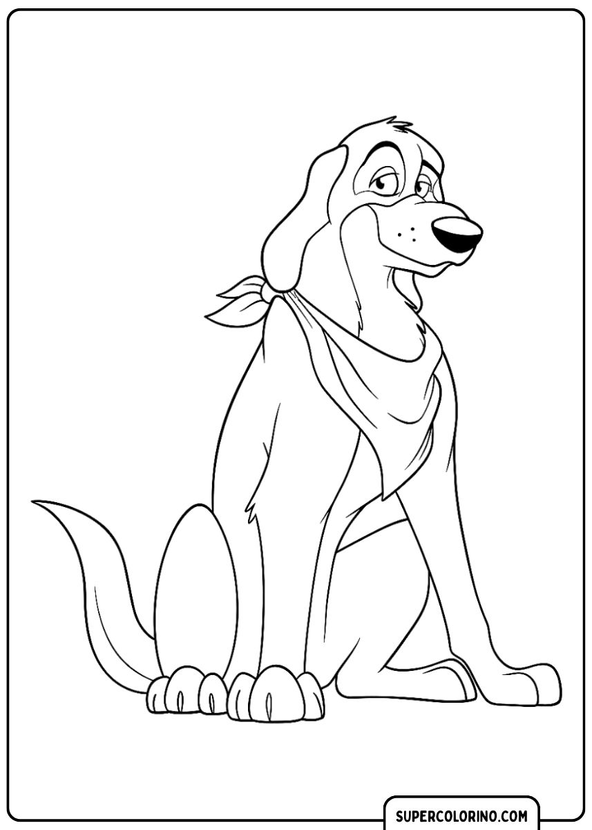 Freundlicher Hund mit Schal, Malvorlage