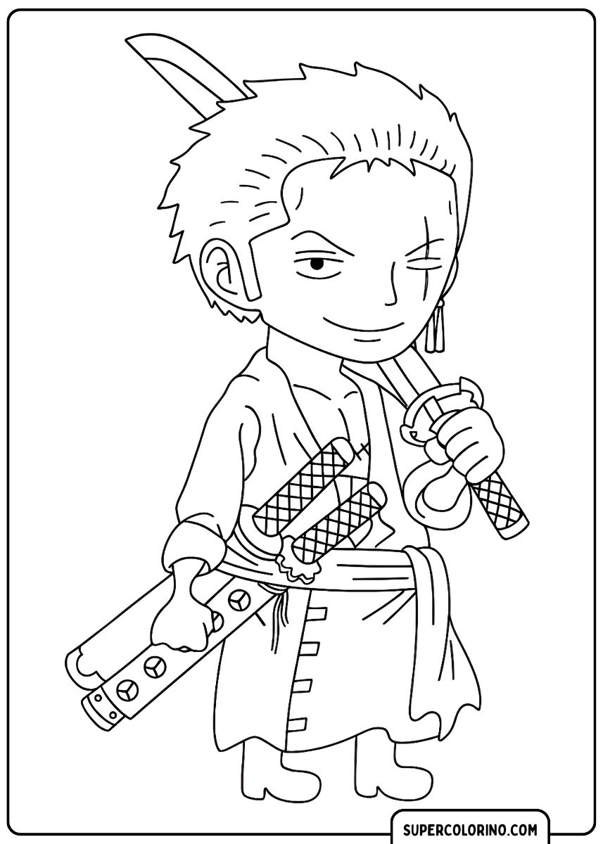 Zoro hält seine Schwerter kampfbereit.