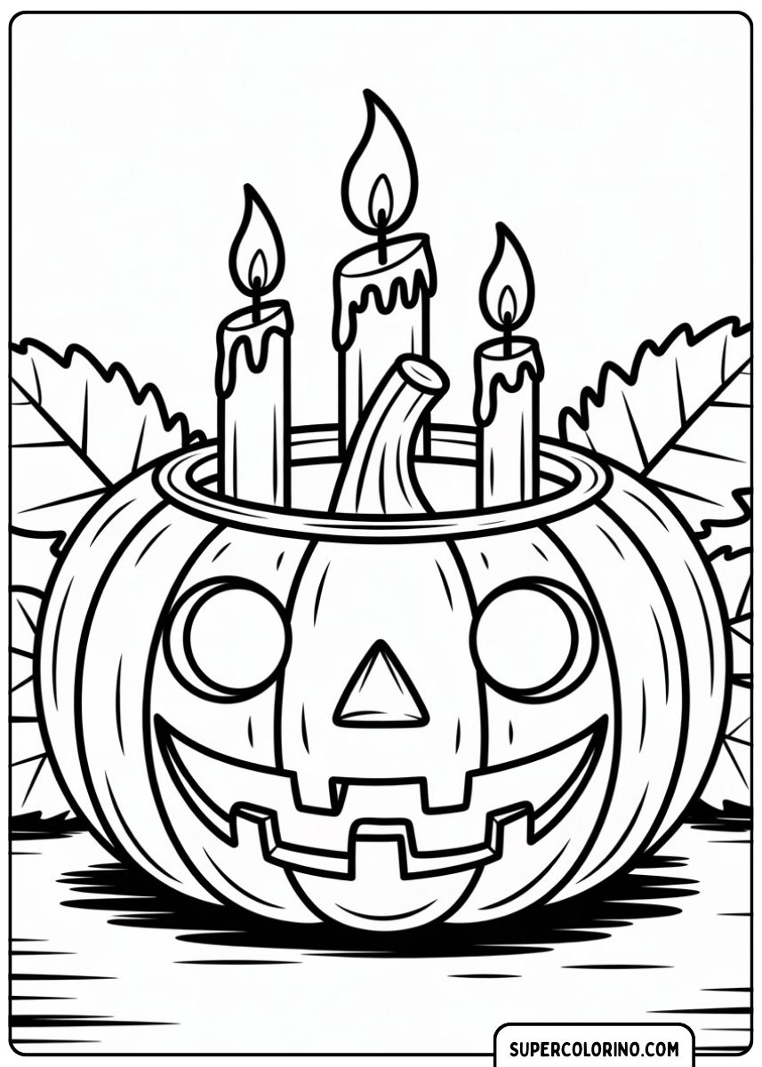 Disegno da colorare di una zucca di Halloween spaventosa con occhi e bocca minacciosi
