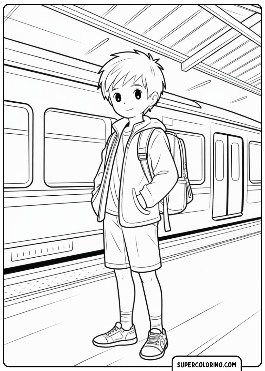 Un enfant attend le train à grande vitesse sur le quai