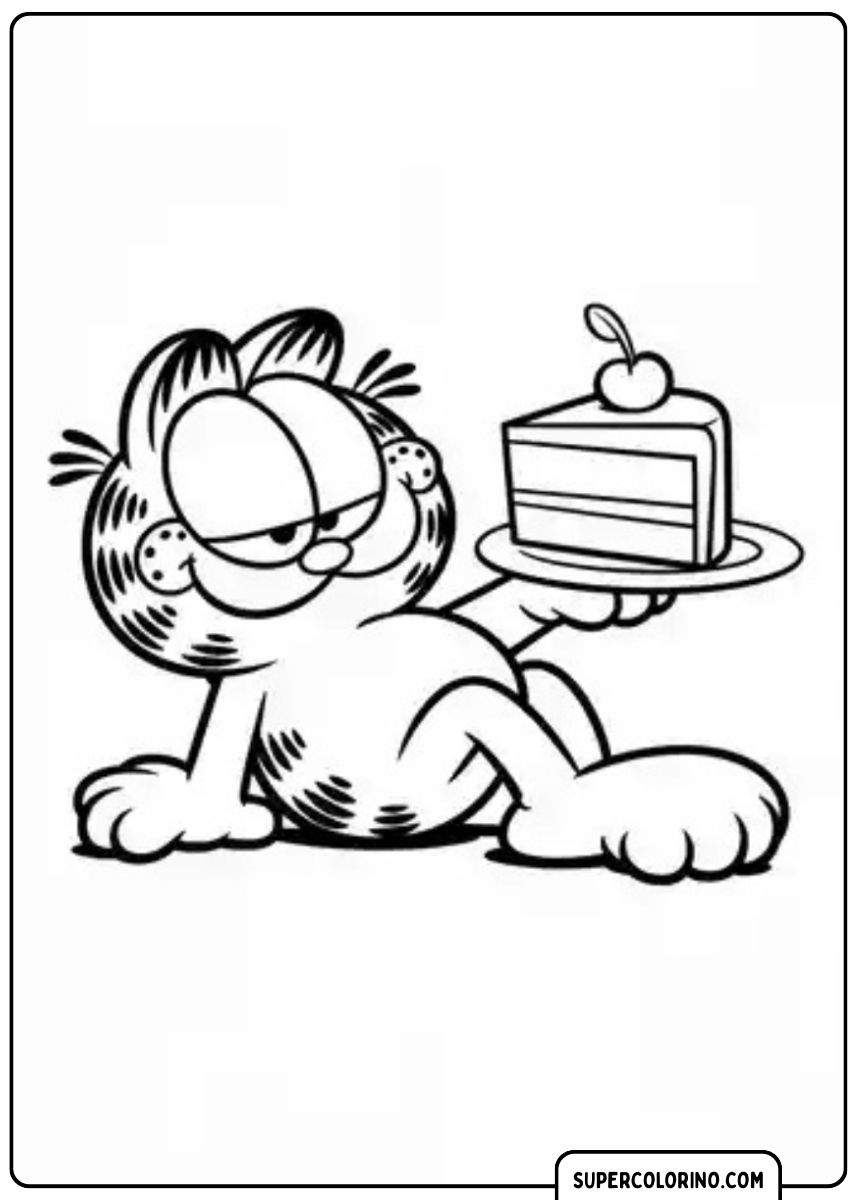 Garfield isst Kuchen.