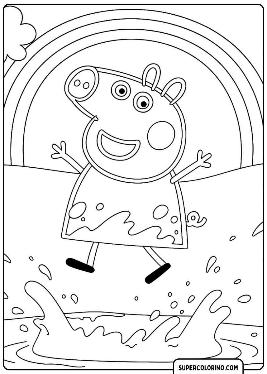 Malvorlage Peppa Wutz – Peppa spielt mit Wasser
