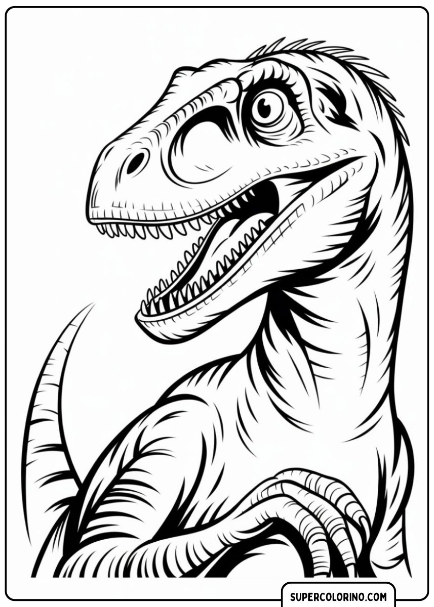 Kleurplaat van een T-Rex.