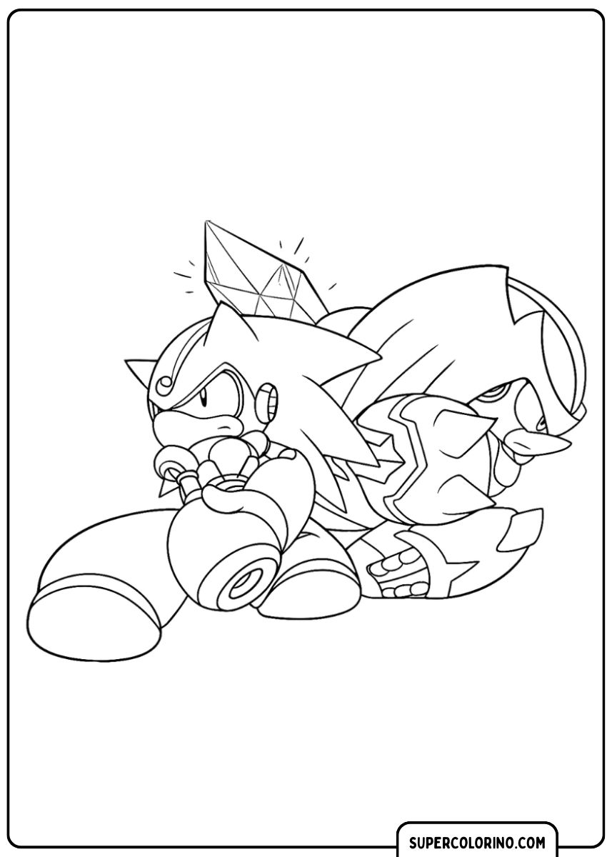 Robot Sonic à côté de Knuckles dans une pose sérieuse