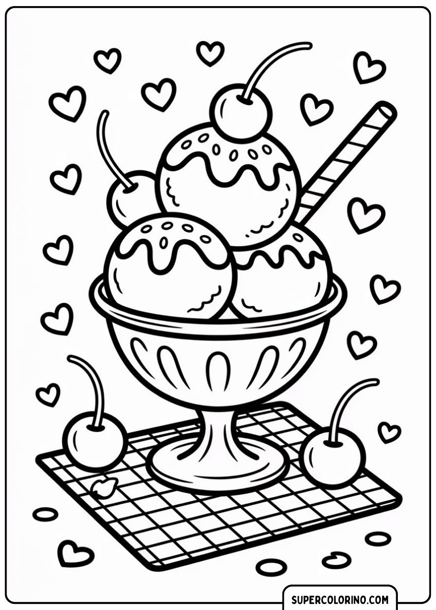 Süßer Liebes-Eisbecher