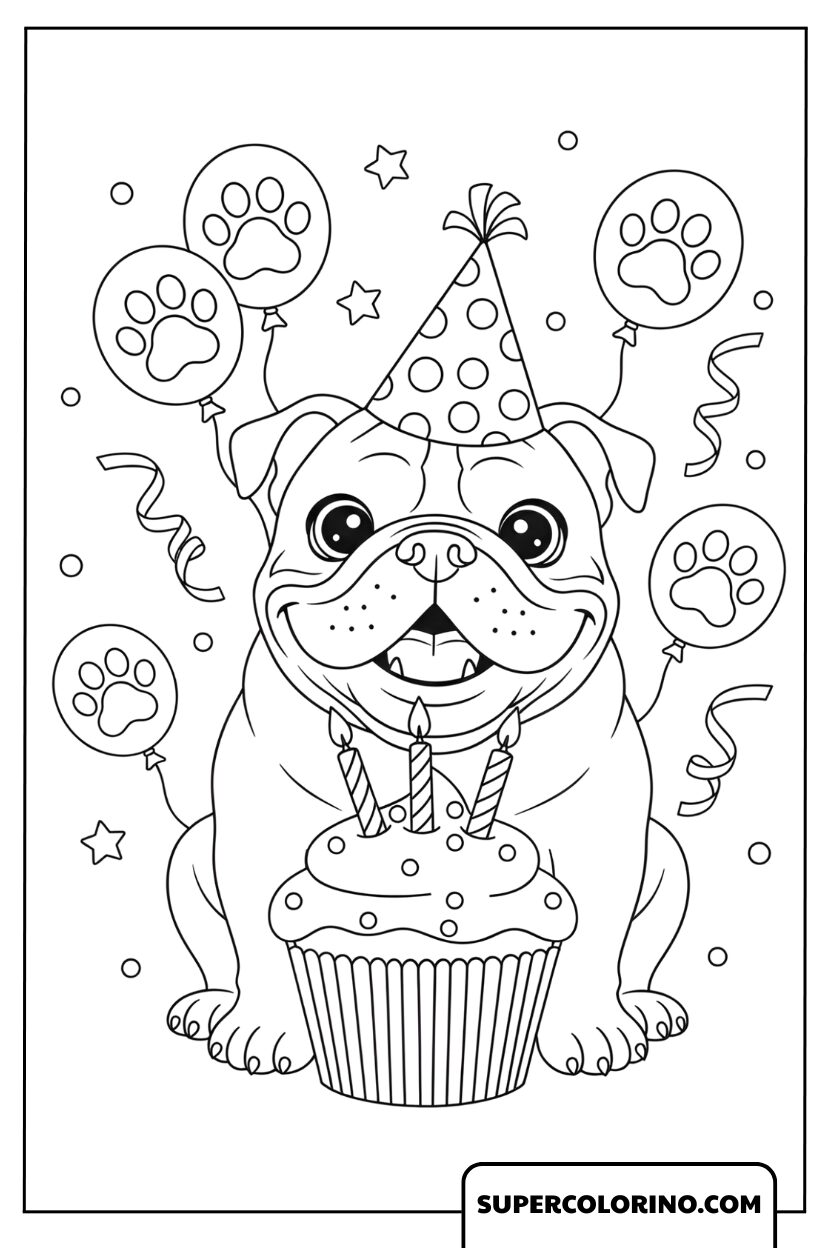 Hundewelpen-Geburtstag zum Ausmalen