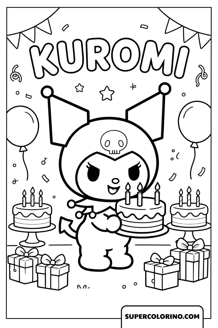 Kuromi süßer Geburtstag zum Ausmalen