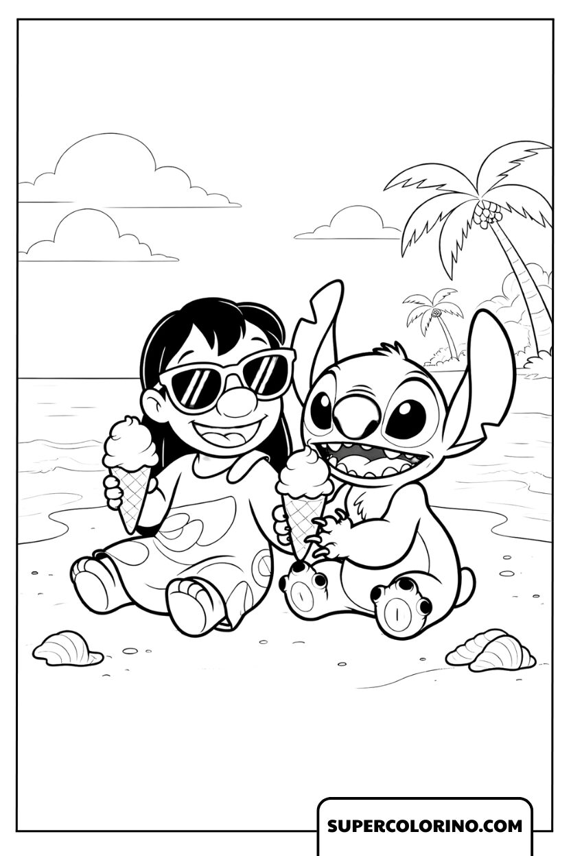 Coloriage Lilo et Stitch Summer Joy