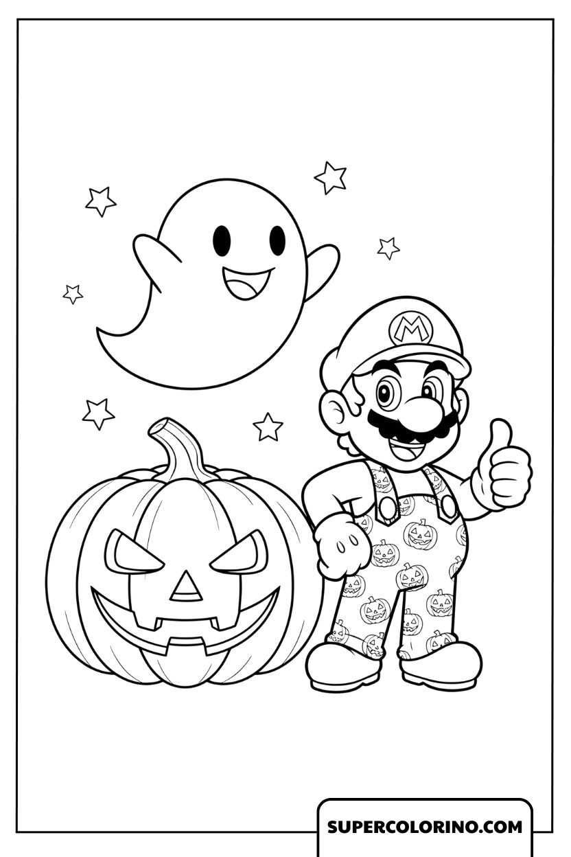 Grappige Halloween Mario-kleuring