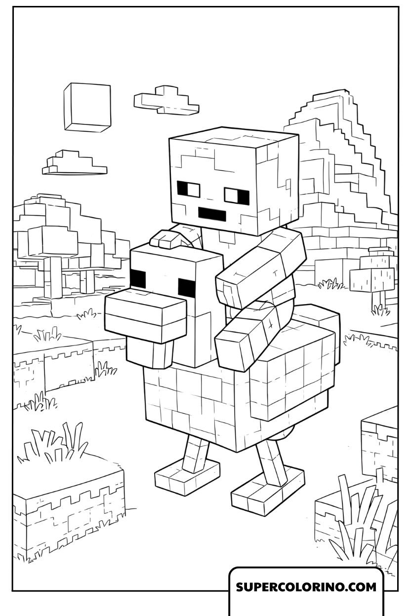 Minecraft auf dem lustigen Huhn ausmalen
