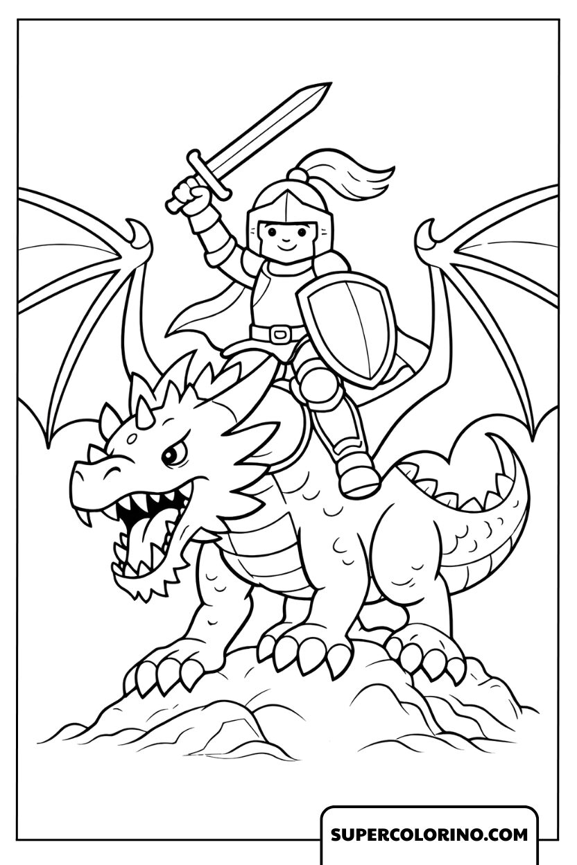 Tapfere Krieger-Drachen-Zeichnungen