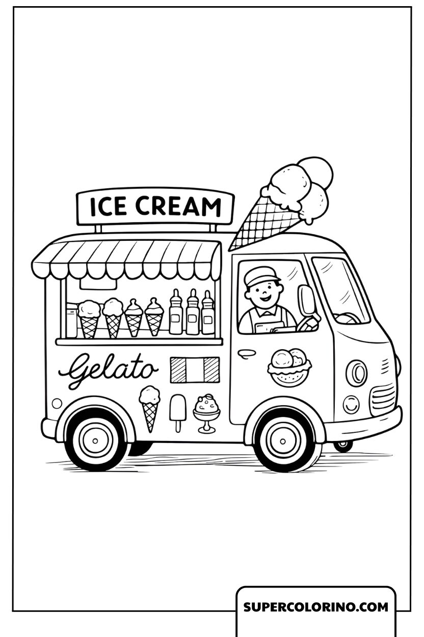 Eiscreme-Zeichnungen Eiswagen